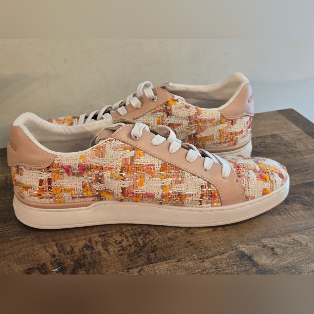 Coach Lowline Natural Multicolor Sneakers with Signature Tweed Pattern SIZE 11 - Picture 11 of 16
